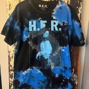 H.E.R. Shirt Blue Tie Dye Size women’s 1X When We Goin’ Slide Concert T-shirt.
